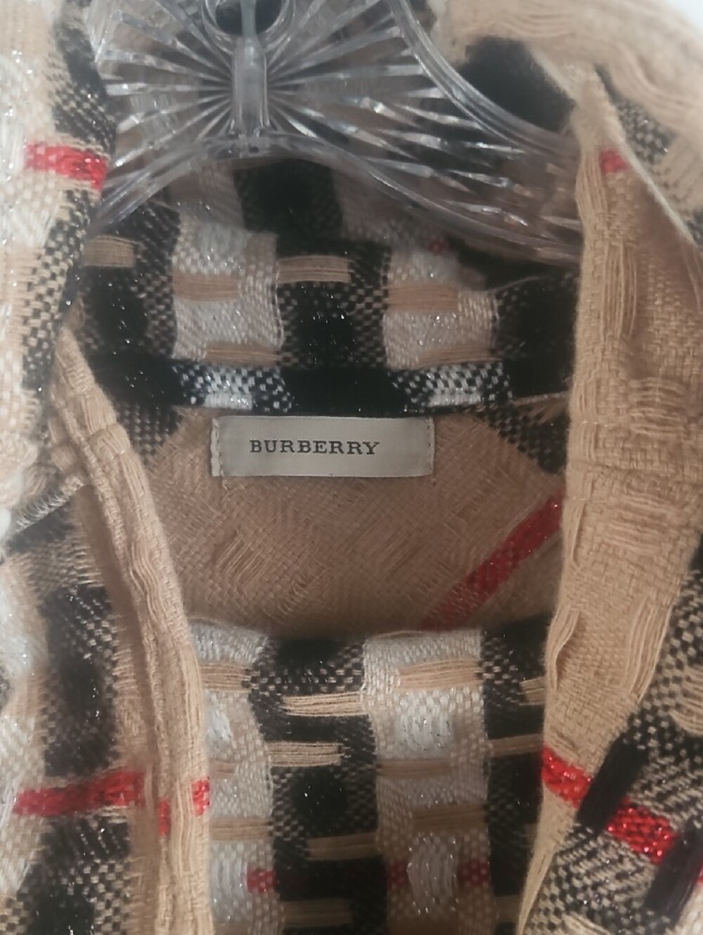 Burberry Plaid Hooded Cape in Tan, Black and Cream - Picture 3 of 3